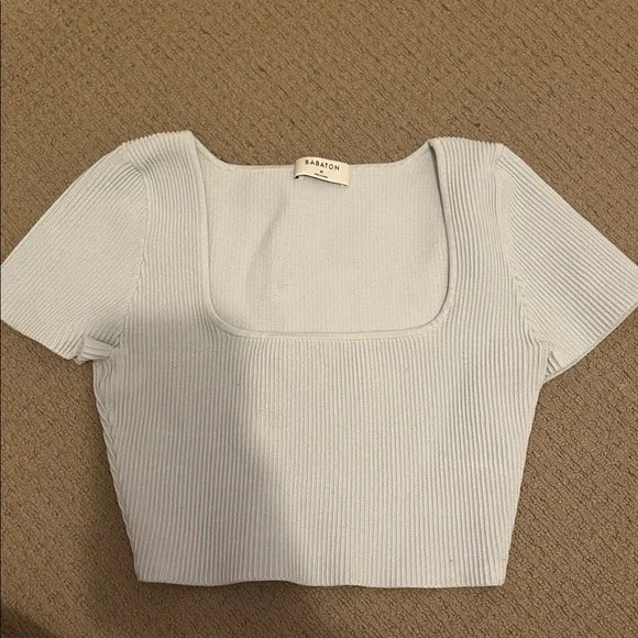 Babaton Light Gray Ribbed Crop Top - Picture 1 of 2